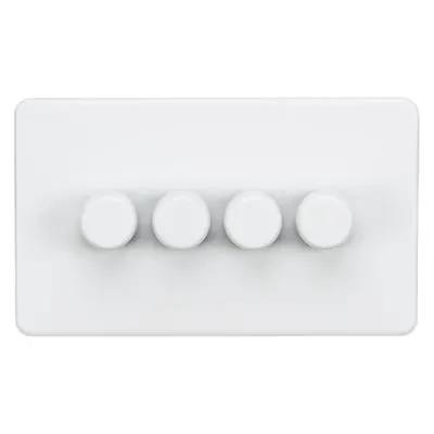 Knightsbridge Knightsbridge Screwless 200W 4 Gang 2 Way Intelligent Dimmer Matt White SF2194MW - Knightsbridge Knightsbridge Screwless 200W 4 Gang 2 Way Intelligent Dimmer Matt White SF2194MW