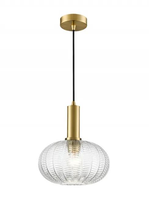Franklite Mezcla Pendant Aged Brass With Chevron Clear Glass 260mm - Pendant Lights Franklite Mezcla Pendant Aged Brass With Chevron Clear Glass 260mm Pendant Lights