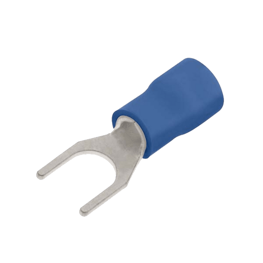 UNCRIMP BLUE FORK TERMINAL 5MM (PK100) - Blue UNCRIMP BLUE FORK TERMINAL 5MM (PK100) Blue