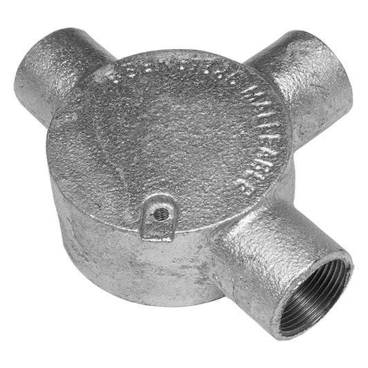 UNCRIMP 25MM 3 WAY TEE GALV CONDUIT BOXES PK10 - Boxes UNCRIMP 25MM 3 WAY TEE GALV CONDUIT BOXES PK10 Boxes