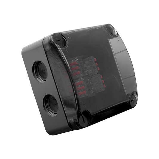 UNCRIMP 85MM X 85MM X 52MM IP66 WEATHERPROOF ENCLOSURE WITH SEMI-TRANSPARENT LID & FURNISHED WITH 4 X 3 WAY LEVER CONNECTORS - ANTHRACITE GREY - Junction Boxes UNCRIMP 85MM X 85MM X 52MM IP66 WEATHERPROOF ENCLOSURE WITH SEMI-TRANSPARENT LID & FURNISHED WITH 4 X 3 WAY LEVER CONNECTORS - ANTHRACITE GREY Junction Boxes