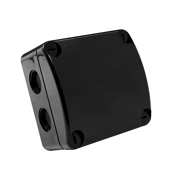 UNCRIMP 85MM X 85MM X 52MM IP66 FURNISHED ENCLOSURE WITH 4 X 3 WAY LEVER CONNECTORS - BLACK - Junction Boxes UNCRIMP 85MM X 85MM X 52MM IP66 FURNISHED ENCLOSURE WITH 4 X 3 WAY LEVER CONNECTORS - BLACK Junction Boxes