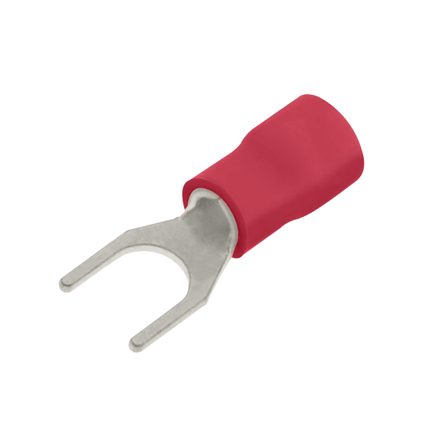 UNCRIMP RED FORK TERMINAL 6MM (NARROW) (PK100) - Red UNCRIMP RED FORK TERMINAL 6MM (NARROW) (PK100) Red