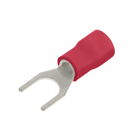 UNCRIMP RED FORK TERMINAL 6MM (NARROW) (PK100) - Red UNCRIMP RED FORK TERMINAL 6MM (NARROW) (PK100) Red