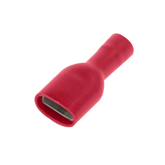 UNCRIMP 100 X RED FULLY INS FEMALE PUSH ON 6.3MM - Red UNCRIMP 100 X RED FULLY INS FEMALE PUSH ON 6.3MM Red