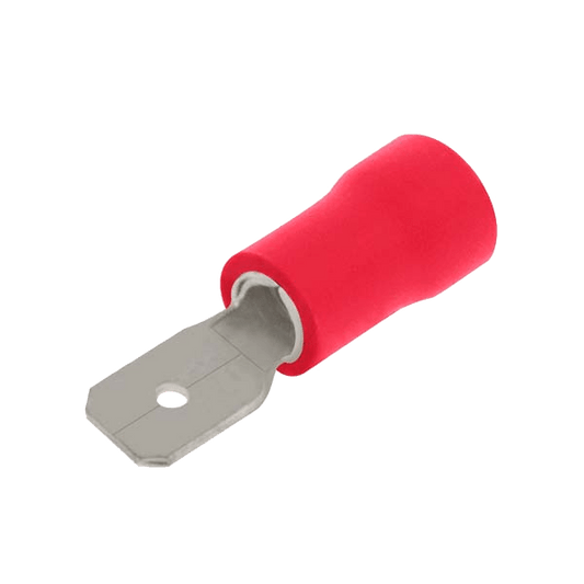 UNCRIMP 100 X RED MALE PUSHON 2.8MM & .8MM TAB - Red UNCRIMP 100 X RED MALE PUSHON 2.8MM & .8MM TAB Red