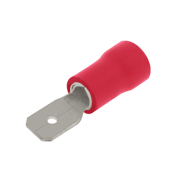 UNCRIMP 100 X RED MALE PUSH ON TERMINAL 6.3MM - Red UNCRIMP 100 X RED MALE PUSH ON TERMINAL 6.3MM Red