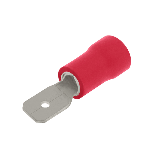 UNCRIMP 100 X RED MALE PUSH ON TERMINAL 6.3MM - Red UNCRIMP 100 X RED MALE PUSH ON TERMINAL 6.3MM Red