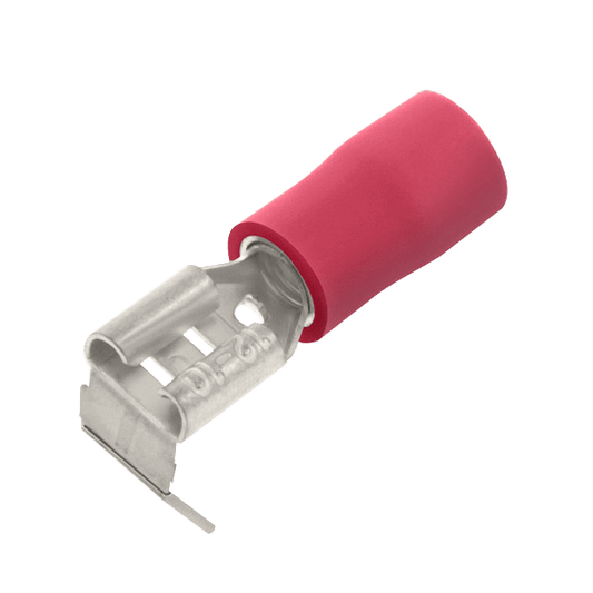 UNCRIMP 100 X RED MLE/FMALE PUSHON ADAPTOR 6.3MM - Red UNCRIMP 100 X RED MLE/FMALE PUSHON ADAPTOR 6.3MM Red