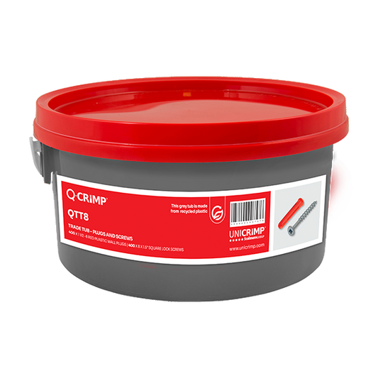 UNCRIMP Trade Tub - 400 x Red Plastic Wall Plugs & 400 x 8 x 1.5" Squarelock Woodscrews - UNCRIMP Trade Tub - 400 x Red Plastic Wall Plugs & 400 x 8 x 1.5" Squarelock Woodscrews