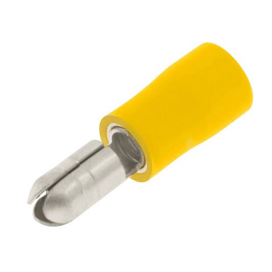 UNCRIMP YELLOW MALE AUTO BULLET 5MM (PK100) - Yellow UNCRIMP YELLOW MALE AUTO BULLET 5MM (PK100) Yellow