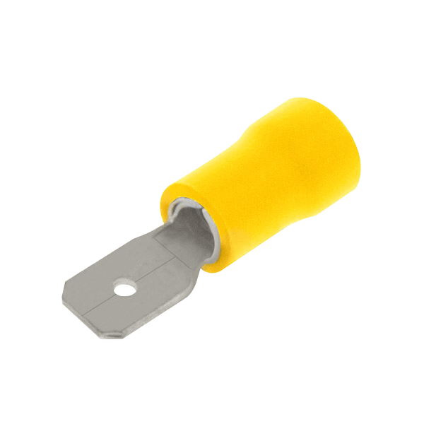UNCRIMP YELLOW MALE PUSH ON 6.3MM (PK100) - Yellow UNCRIMP YELLOW MALE PUSH ON 6.3MM (PK100) Yellow