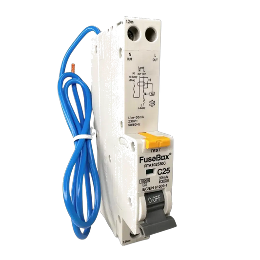 Fusebox 10kA 25A 30MA C CURVE TYPE A RCBO - Electrical Fusebox 10kA 25A 30MA C CURVE TYPE A RCBO Electrical