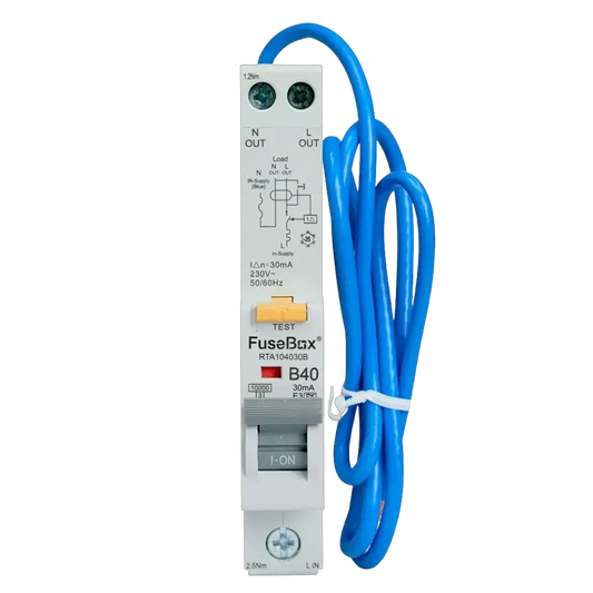 Fusebox 10kA 40A 30MA B CURVE TYPE A RCBO - Electrical Fusebox 10kA 40A 30MA B CURVE TYPE A RCBO Electrical