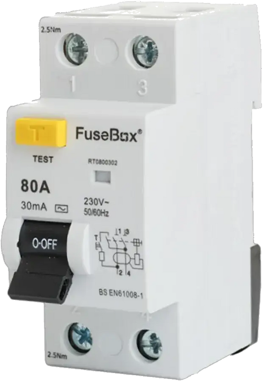 Fusebox TYPE A 80A 30mA 2P RCD - Electrical Fusebox TYPE A 80A 30mA 2P RCD Electrical