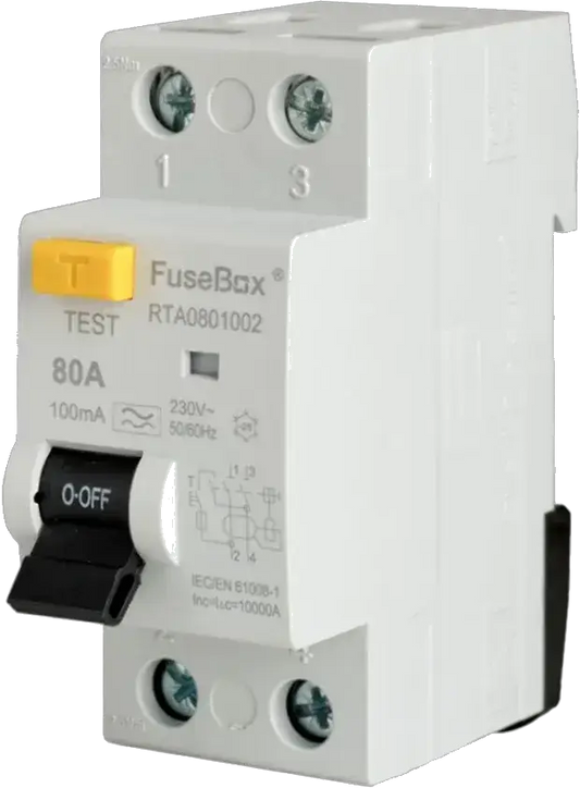 Fusebox TYPE A 80A 100mA 2P RCD - Electrical Fusebox TYPE A 80A 100mA 2P RCD Electrical