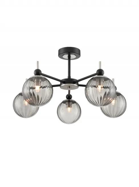 Franklite Solar 5lt Fitting Matt Black And Satin Nickel - Semi Flush Lights Franklite Solar 5lt Fitting Matt Black And Satin Nickel Semi Flush Lights