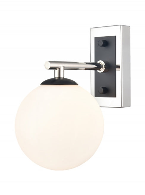 Franklite Stellar Wall Light Matt Black And Polished Nickel With Opal Glass - Wall Lights Franklite Stellar Wall Light Matt Black And Polished Nickel With Opal Glass Wall Lights
