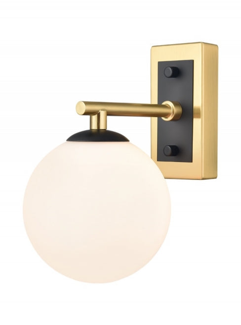 Franklite Stellar Wall Light Matt Black And Aged Brass With Opal Glass - Wall Lights Franklite Stellar Wall Light Matt Black And Aged Brass With Opal Glass Wall Lights