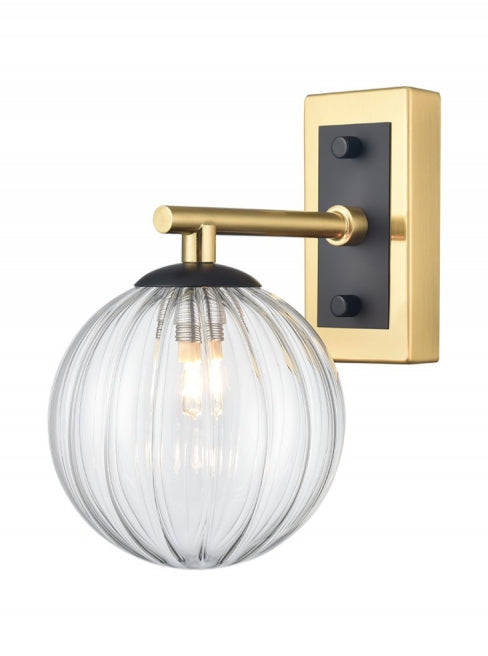Franklite Stellar Wall Light Matt Black And Aged Brass With Clear Glass - Wall Lights Franklite Stellar Wall Light Matt Black And Aged Brass With Clear Glass Wall Lights