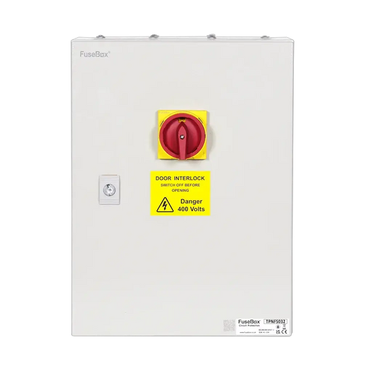 Fusebox 32A 3P+N FUSED SWITCH (METAL) DOOR INTERLOCK IP65 - Electrical Fusebox 32A 3P+N FUSED SWITCH (METAL) DOOR INTERLOCK IP65 Electrical