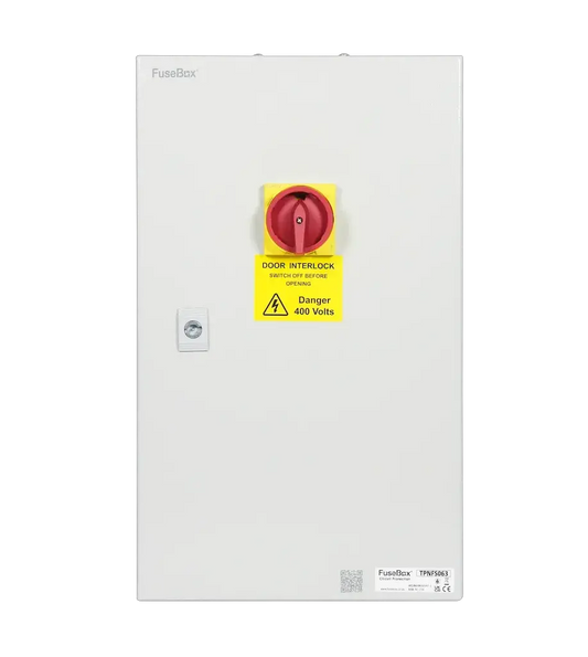 Fusebox 63A 3P+N FUSED SWITCH (METAL) DOOR INTERLOCK IP65 - Electrical Fusebox 63A 3P+N FUSED SWITCH (METAL) DOOR INTERLOCK IP65 Electrical