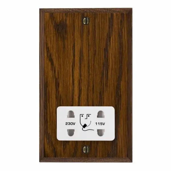 Wood Cha D/O Shaver Dual Volt Socket WH
