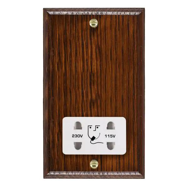 Wood Ovo A/M Shaver Dual Volt Socket WH