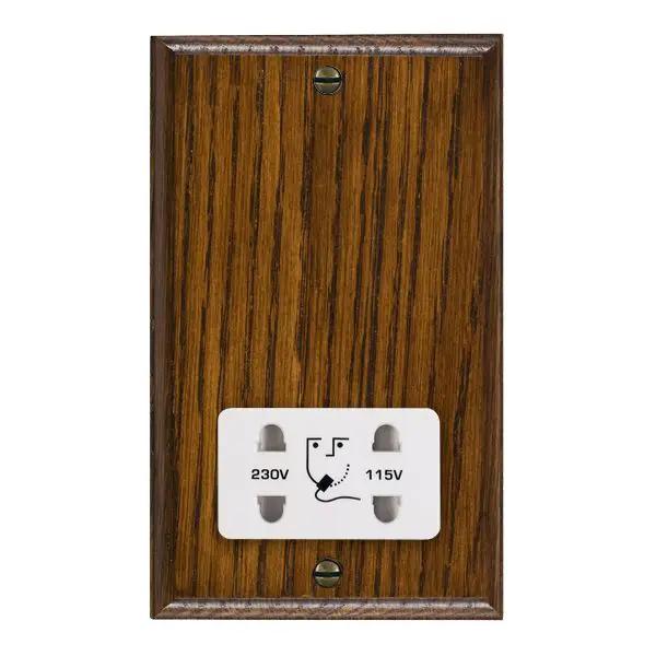 Wood Ovo D/O Shaver Dual Volt Socket WH