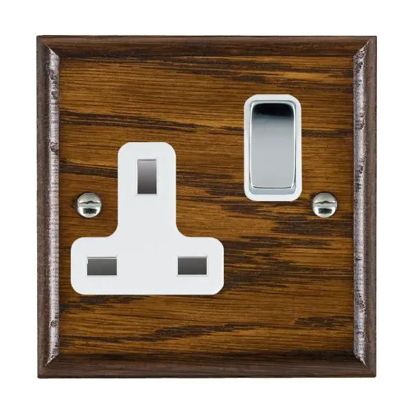 Wood Ovo D/O 1g 13A DP Swt Skt BC/WH
