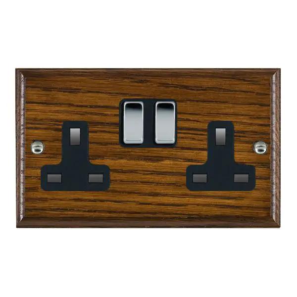 Wood Ovo D/O 2g 13A DP Swt Skt BC/BL