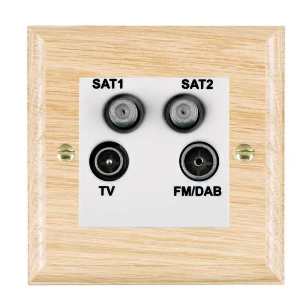Wood Ovo L/O Non-Isolated TV+FM+2XSAT WH