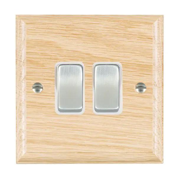 Wood Ovo L/O 2g 10AX 2 Way Rkr SC/WH