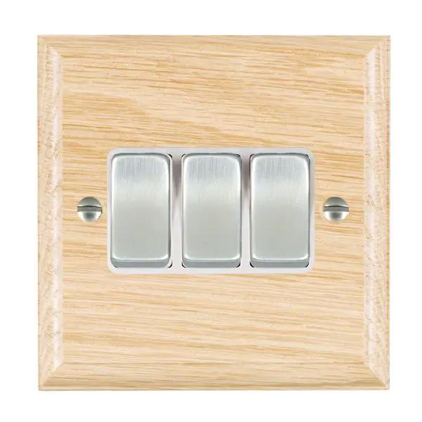 Wood Ovo L/O 3g 10AX 2 Way Rkr SC/WH