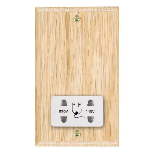 Wood Ovo L/O Shaver Dual Volt Socket WH