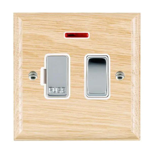Wood Ovo L/O 13A DP Fused Spur+N BC/WH