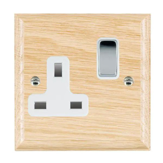 Wood Ovo L/O 1g 13A DP Swt Skt BC/WH