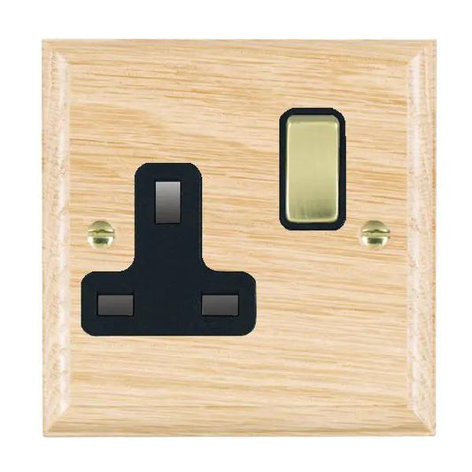 Wood Ovo L/O 1g 13A DP Swt Skt PB/BL