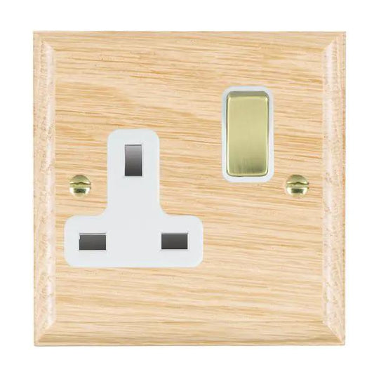 Wood Ovo L/O 1g 13A DP Swt Skt PB/WH