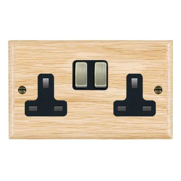 Wood Ovo L/O 2g 13A DP Swt Skt AB/BL