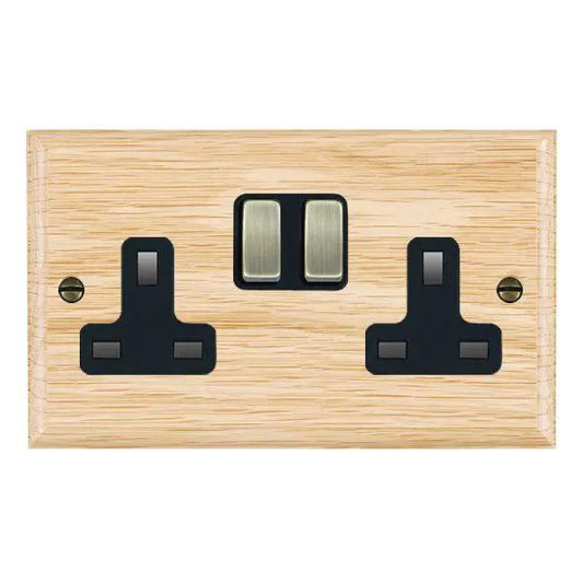 Wood Ovo L/O 2g 13A DP Swt Skt AB/BL