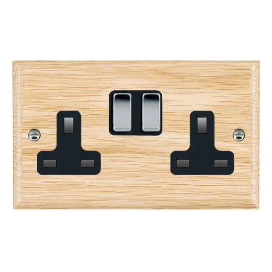 Wood Ovo L/O 2g 13A DP Swt Skt BC/BL