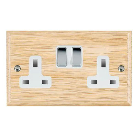 Wood Ovo L/O 2g 13A DP Swt Skt BC/WH