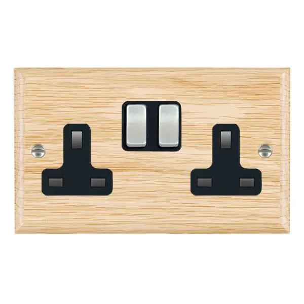 Wood Ovo L/O 2g 13A DP Swt Skt SC/BL