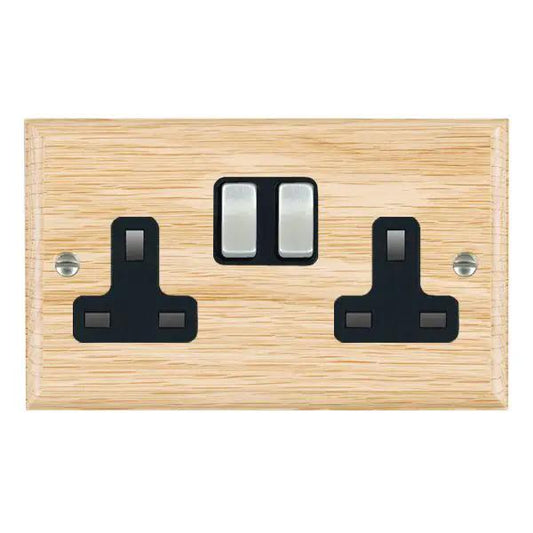 Wood Ovo L/O 2g 13A DP Swt Skt SC/BL