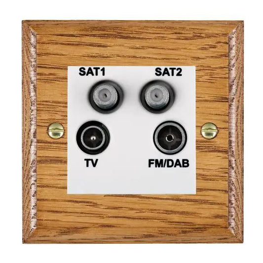 Wood Ovo M/O Non-Isolated TV+FM+2XSAT WH