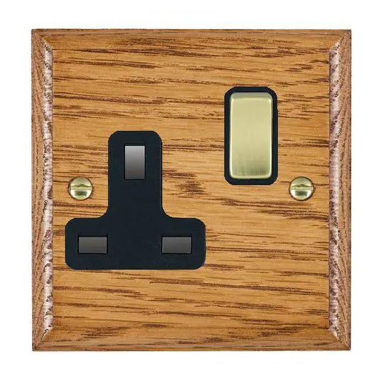 Wood Ovo M/O 1g 13A DP Swt Skt PB/BL