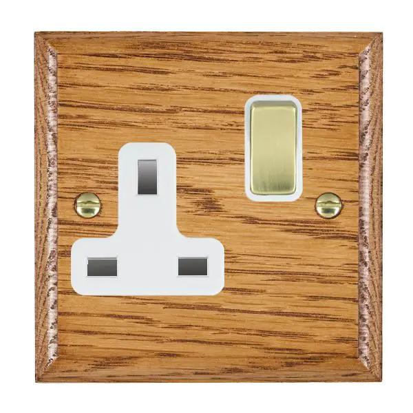 Wood Ovo M/O 1g 13A DP Swt Skt PB/WH