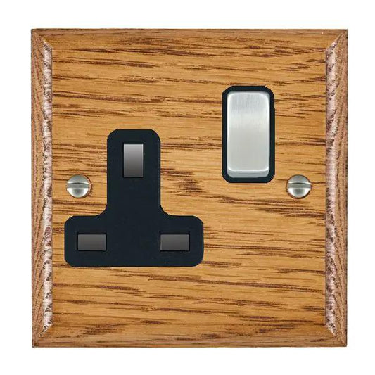 Wood Ovo M/O 1g 13A DP Swt Skt SC/BL