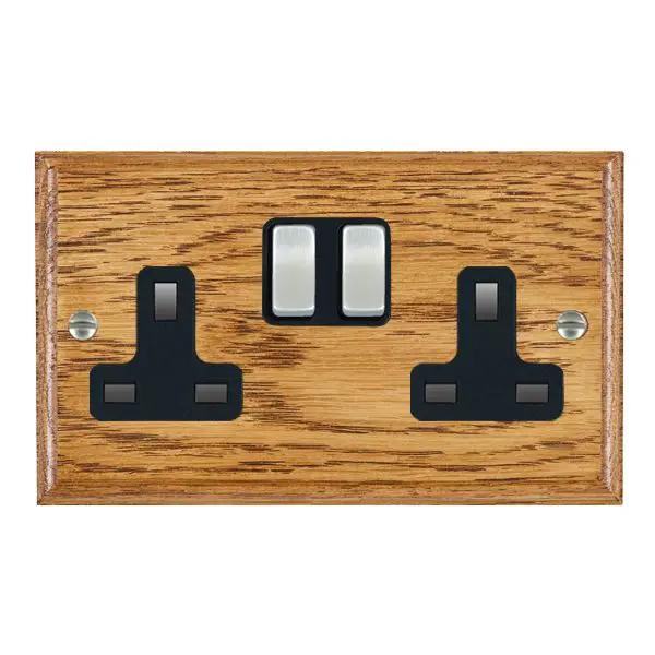 Wood Ovo M/O 2g 13A DP Swt Skt SC/BL